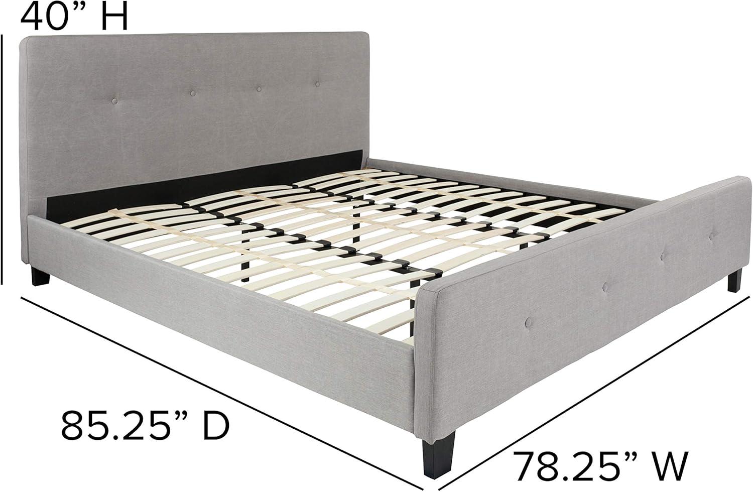 Flash Furniture Tribeca King Size Tufted Upholstered Platform Bed in Light Gray Fabric