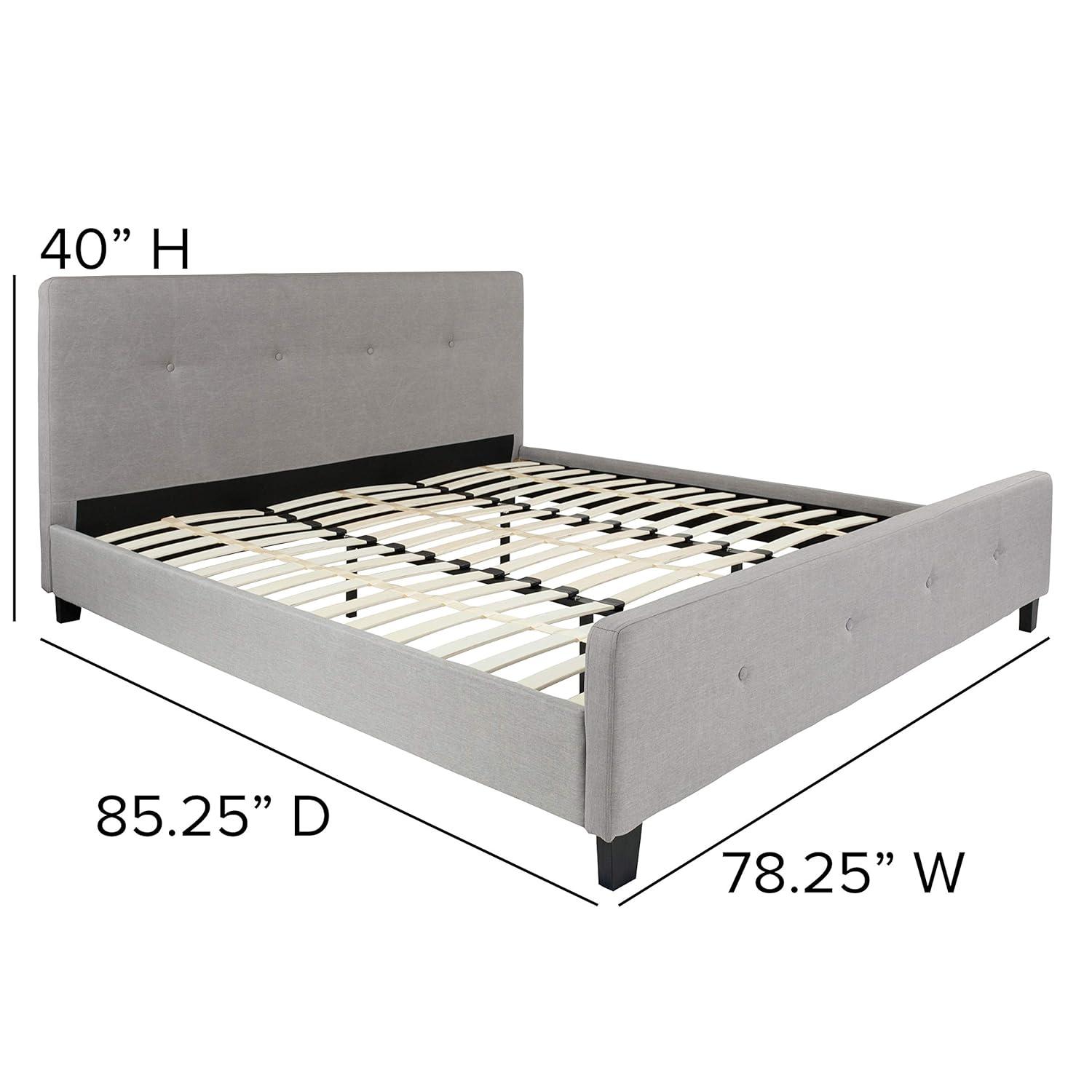Flash Furniture Tribeca King Size Tufted Upholstered Platform Bed in Light Gray Fabric