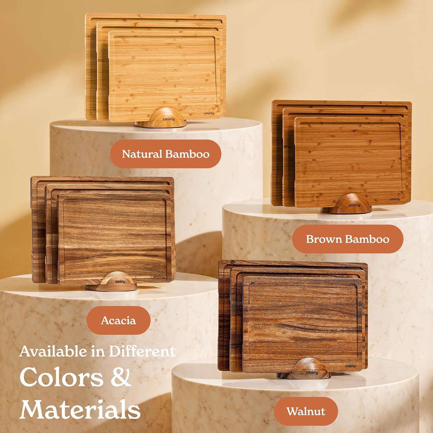 3-Piece Bamboo Cutting Board Set with Holder