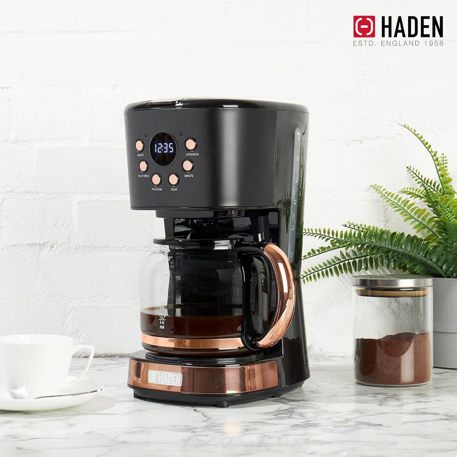 HADEN Black and Copper Programmable Drip Coffee Maker