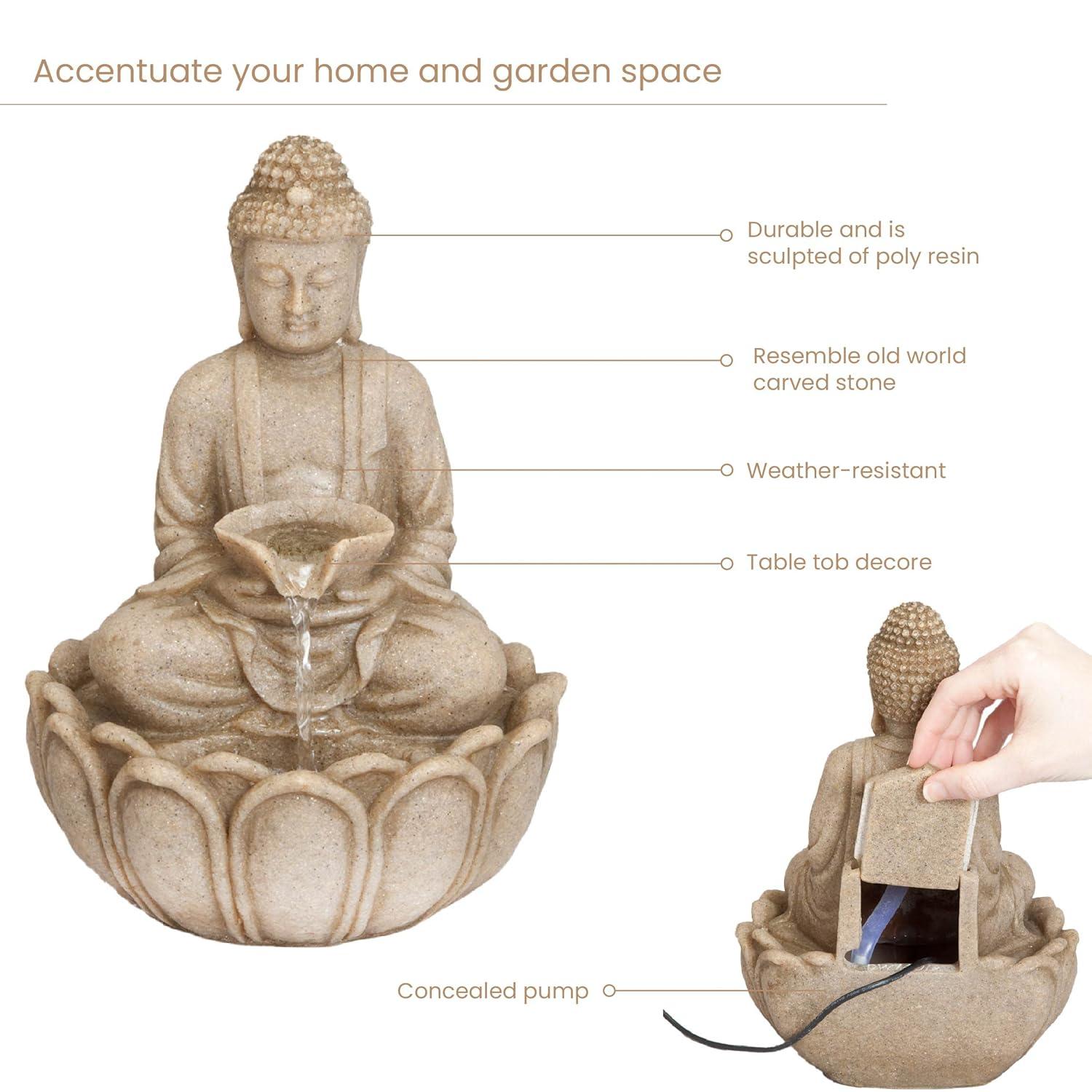 Bits And Pieces 28 cm Indoor Serenity Buddha Tabletop Water Fountain