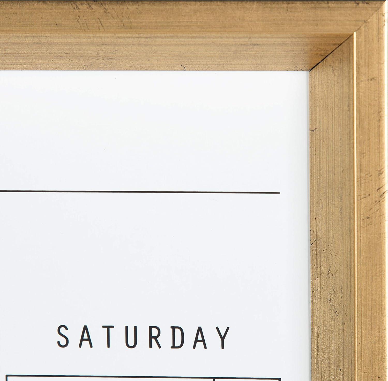 27.25" x 1.5" Calter Framed Magnetic Dry Erase Monthly Calendar Gold - Kate and Laurel: Office Wall Organizer, D-Ring Hangers