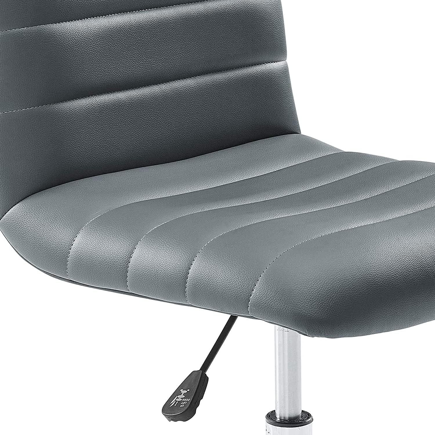 Ripple Mid-Back Swivel Task Chair in Gray Faux Leather