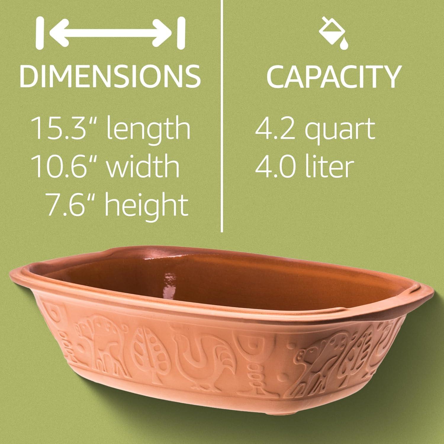 Large Terracotta Clay Roaster with Lid for Healthy Cooking