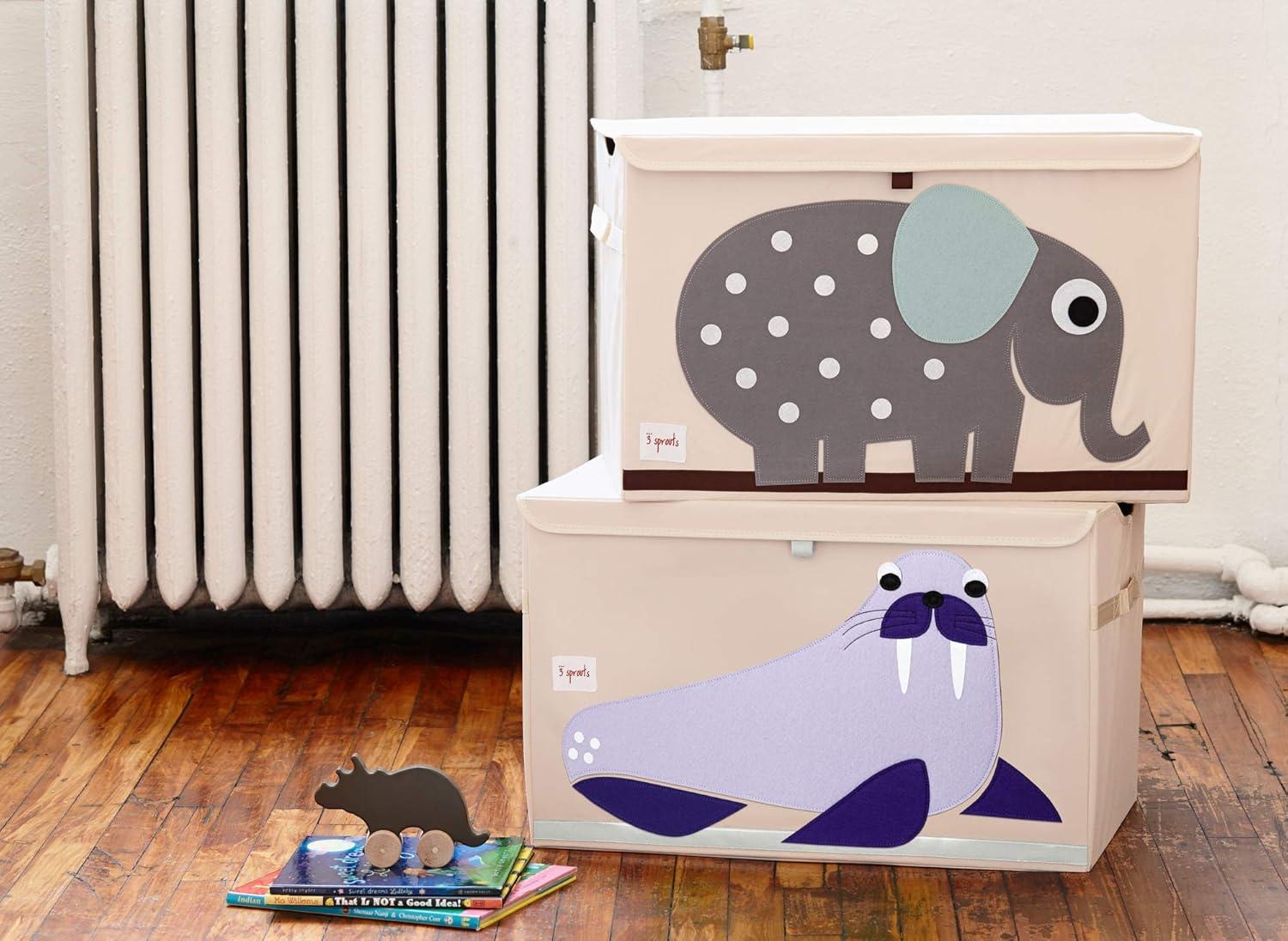 3 Sprouts Collapsible Toy Chest Storage Bin for Kids Playroom, Walrus