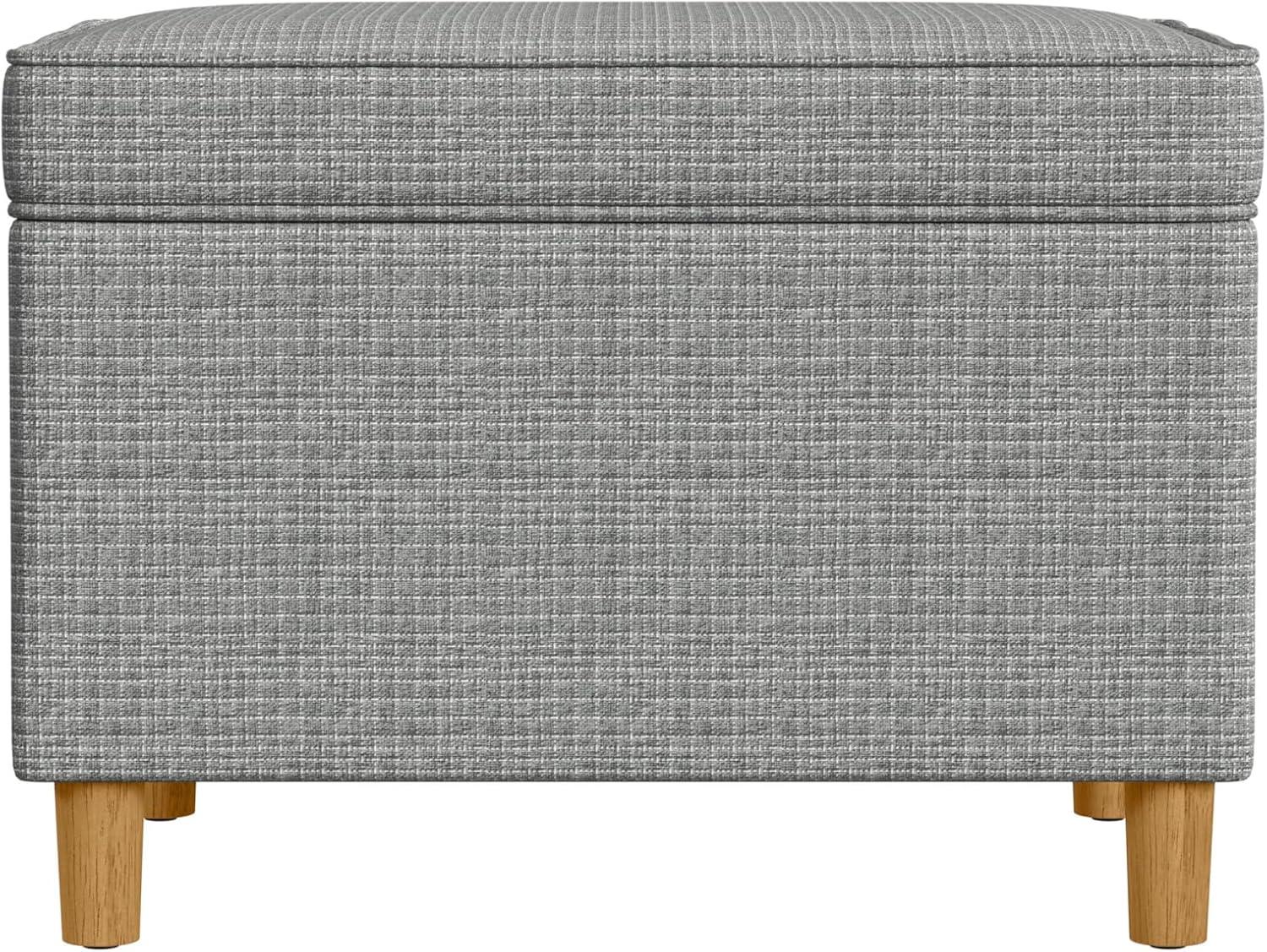 HomePop 24" Dinah Storage Ottoman Sage: Upholstered Footstool, Traditional Rectangle Shape, Spot Clean
