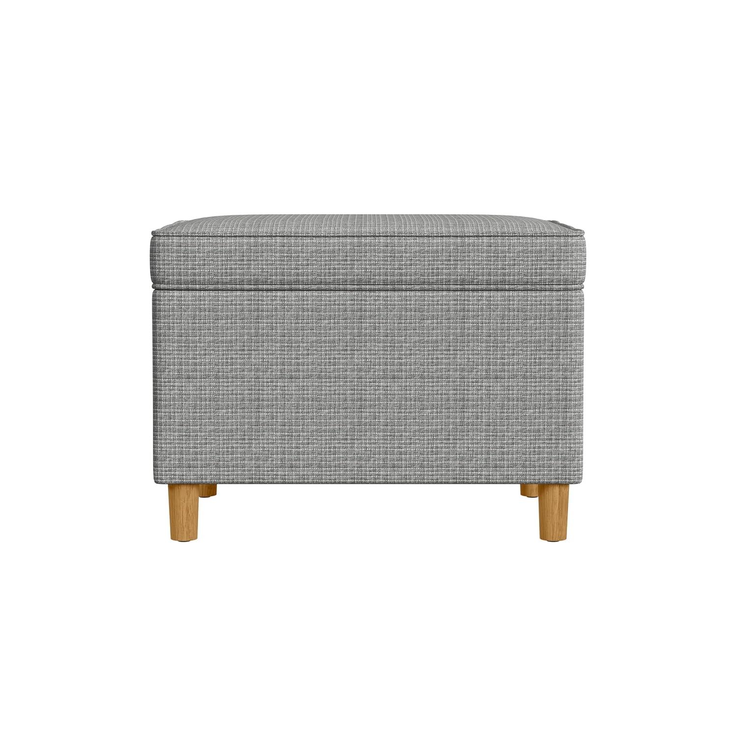 HomePop 24" Dinah Storage Ottoman Sage: Upholstered Footstool, Traditional Rectangle Shape, Spot Clean