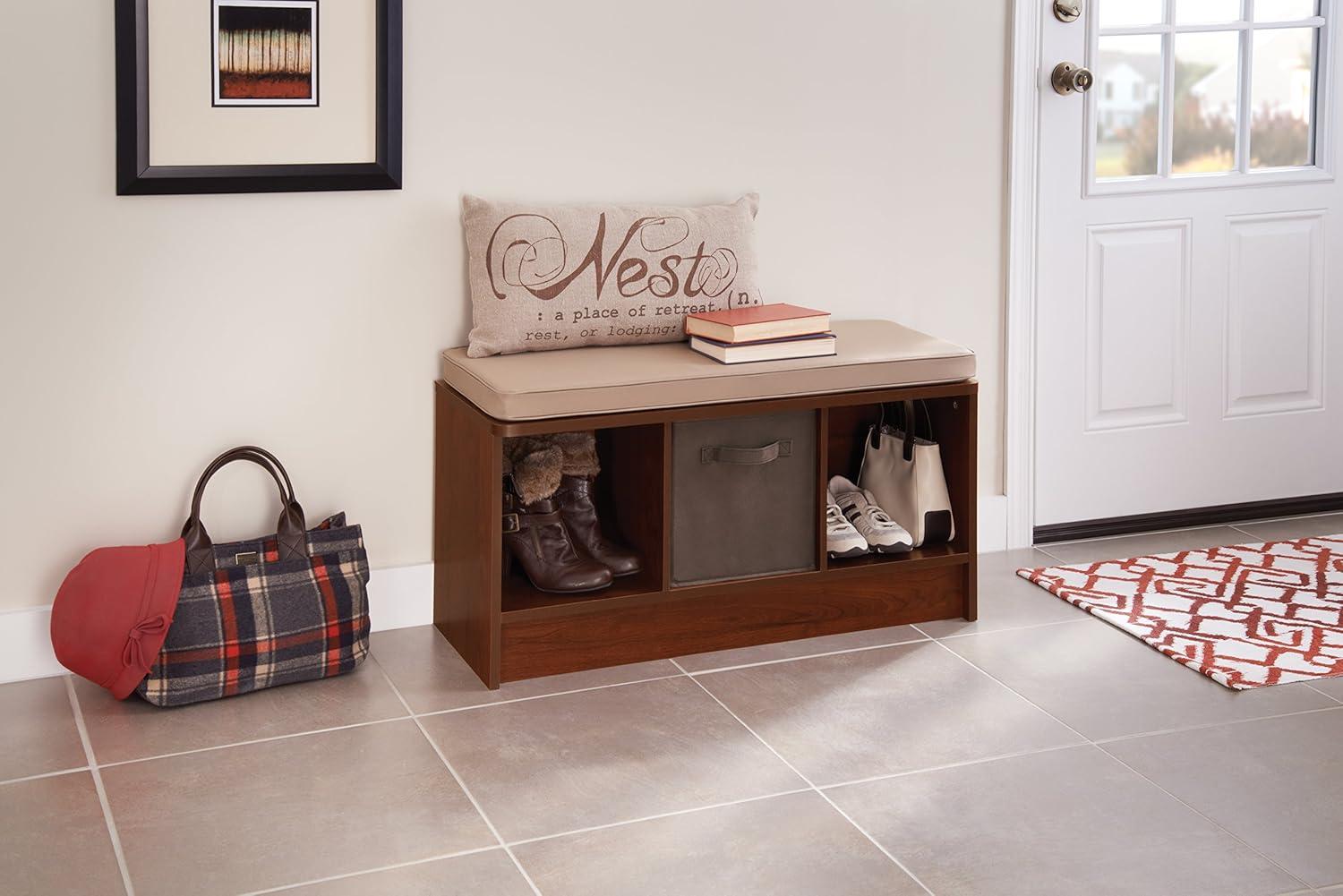 ClosetMaid Cubeicals 3-Cube Storage Bench with Tan Cushion
