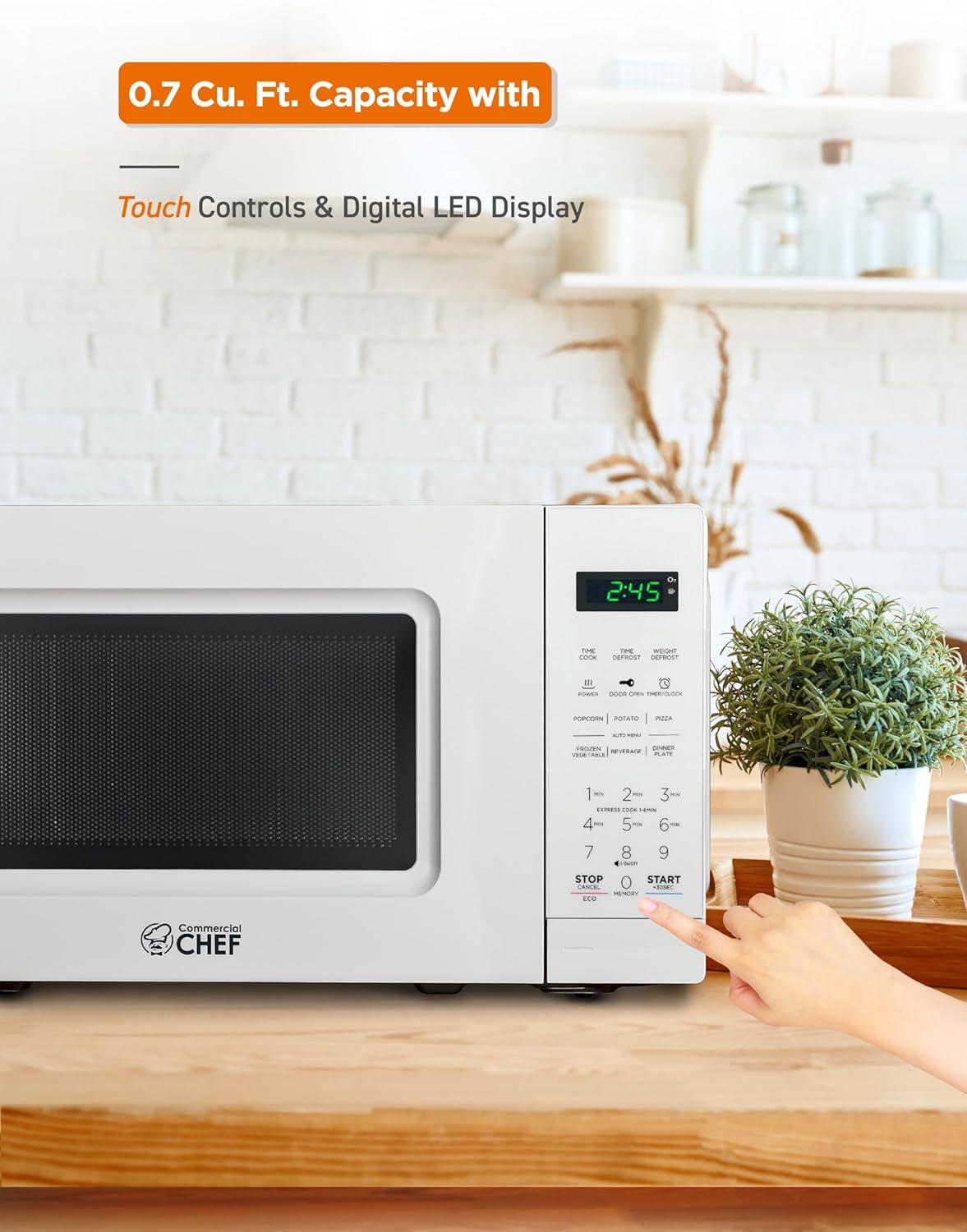 Commercial Chef 0.7 Cubic Feet 700 Watt Countertop Microwave