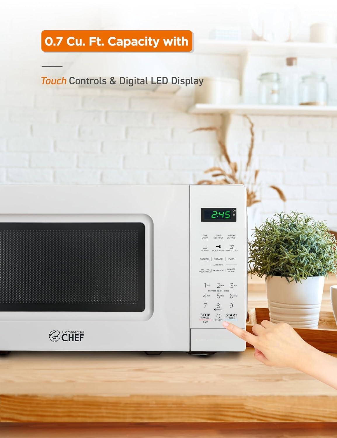 Commercial Chef 0.7 Cubic Feet 700 Watt Countertop Microwave