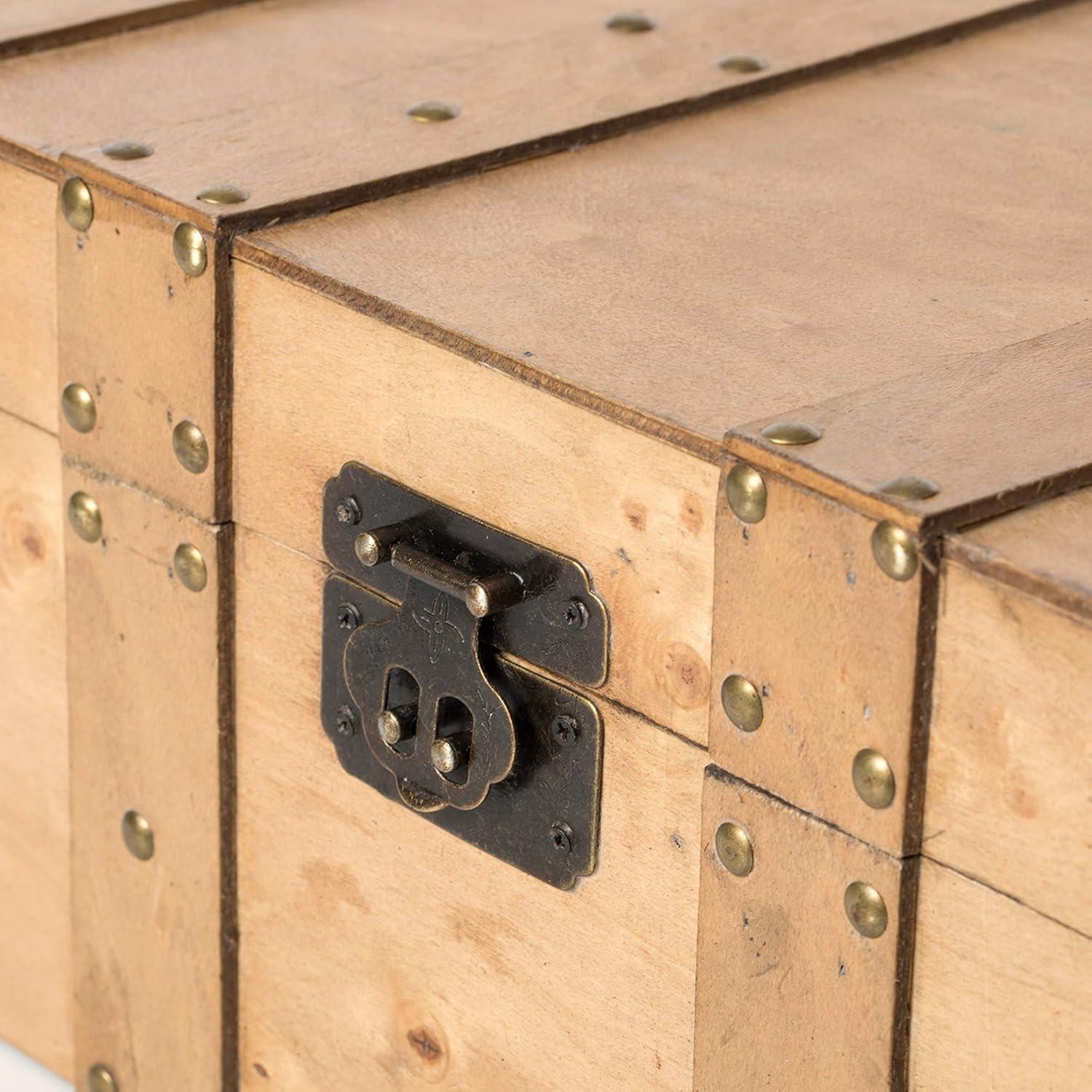 Vintiquewise Natural Wooden Style Trunk with Handles , Large