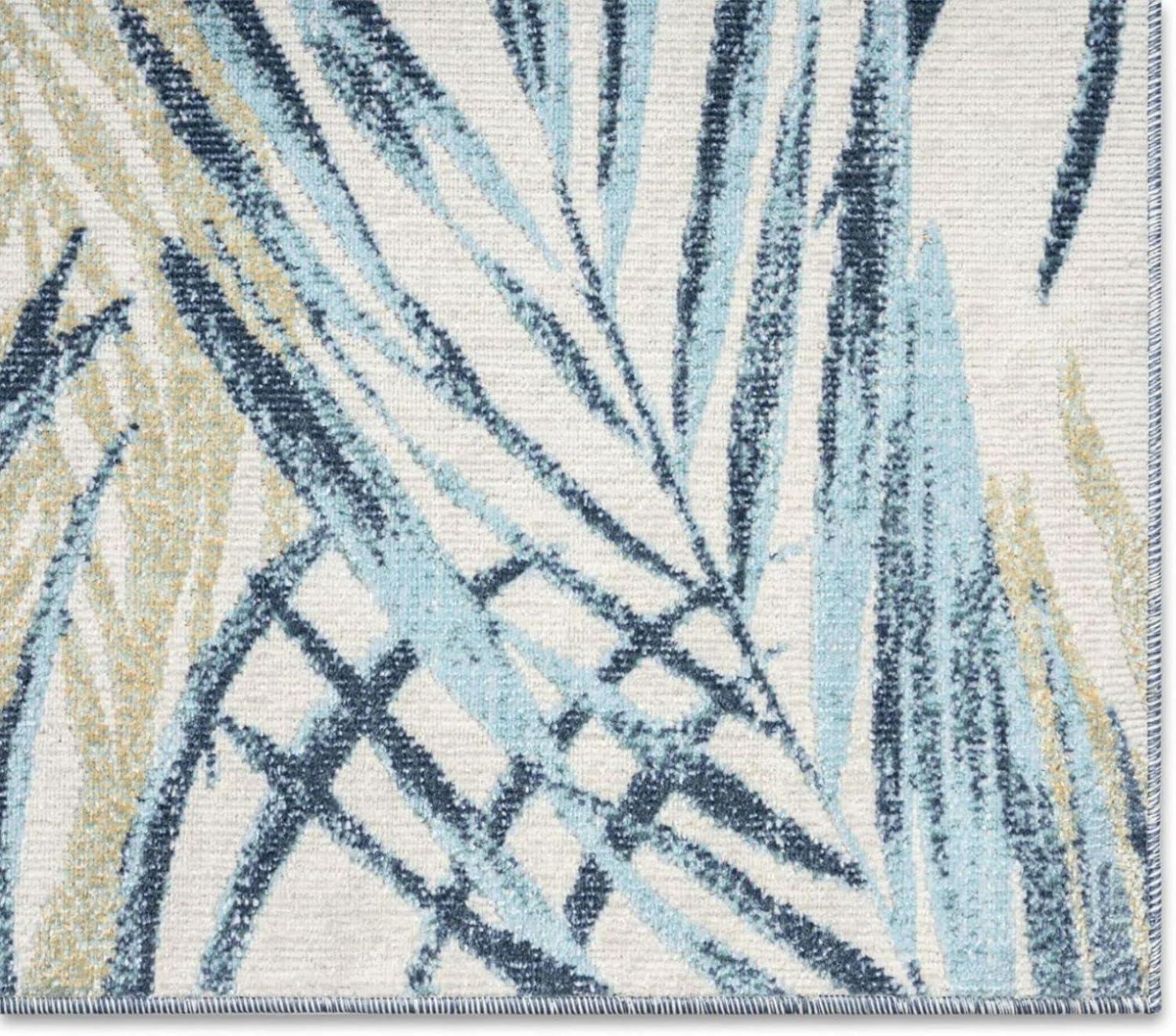 7'10" x 10'2" Malibu Palm Springs Indoor/Outdoor Rug Ivory/Aqua Blue - Tommy Bahama