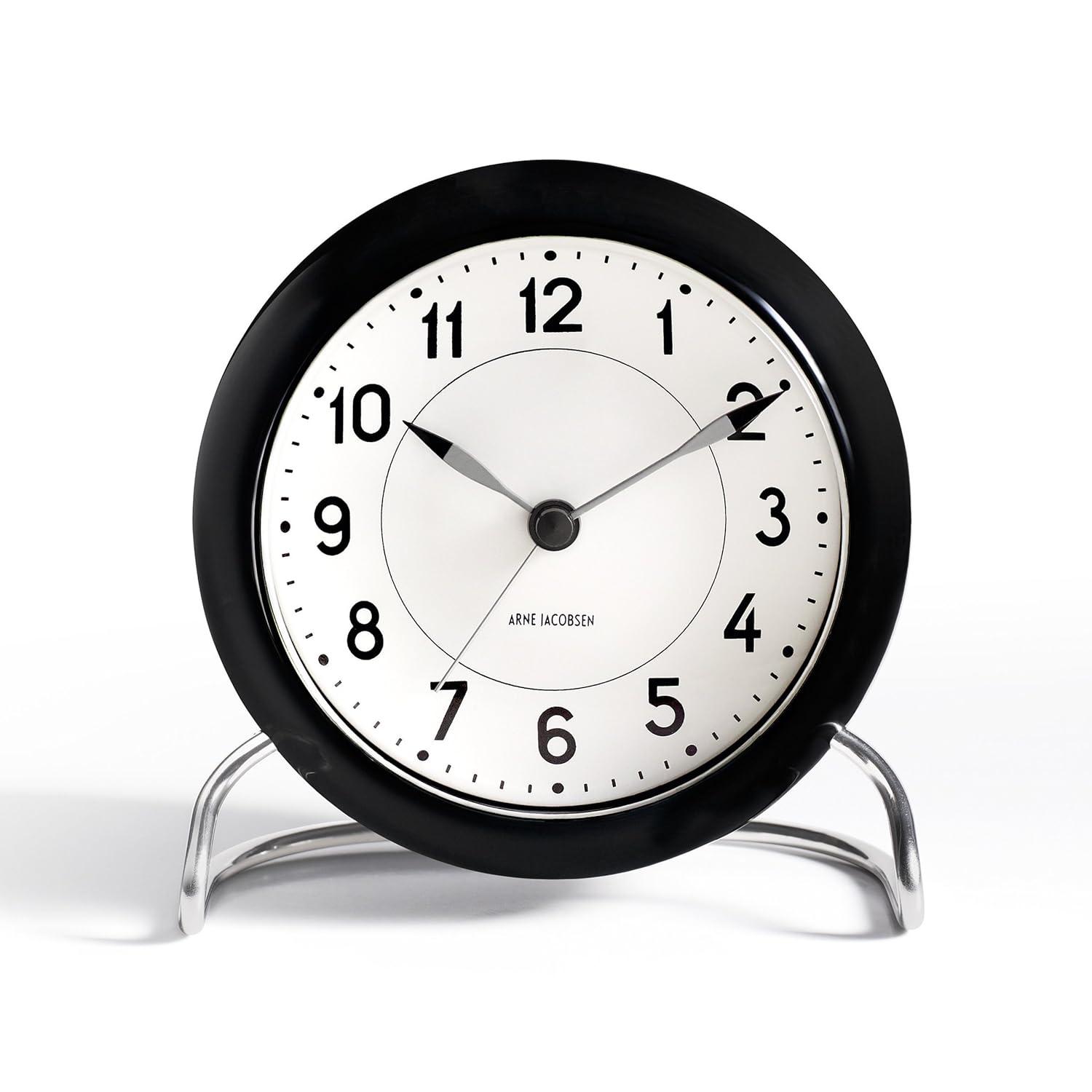 Black and White Analog Electric Alarm Tabletop Clock