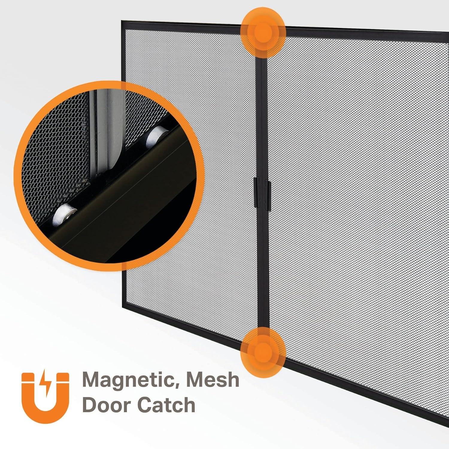 Pleasant Hearth Collin Collection Fireplace Glass Door, Gunmetal - Large