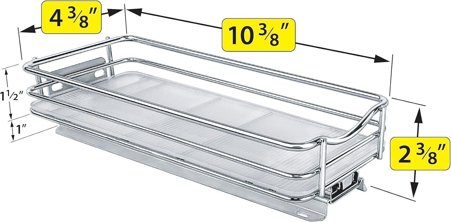 Lynk Professional Slide Out Spice Rack Upper Cabinet Organizer- 4" Wide: Chrome-Plated Kitchen Storage, Pull Out System