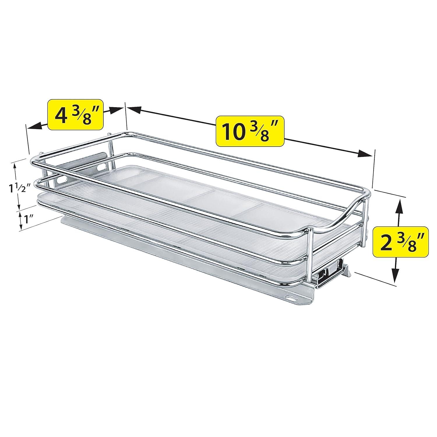 Lynk Professional Slide Out Spice Rack Upper Cabinet Organizer- 4" Wide: Chrome-Plated Kitchen Storage, Pull Out System