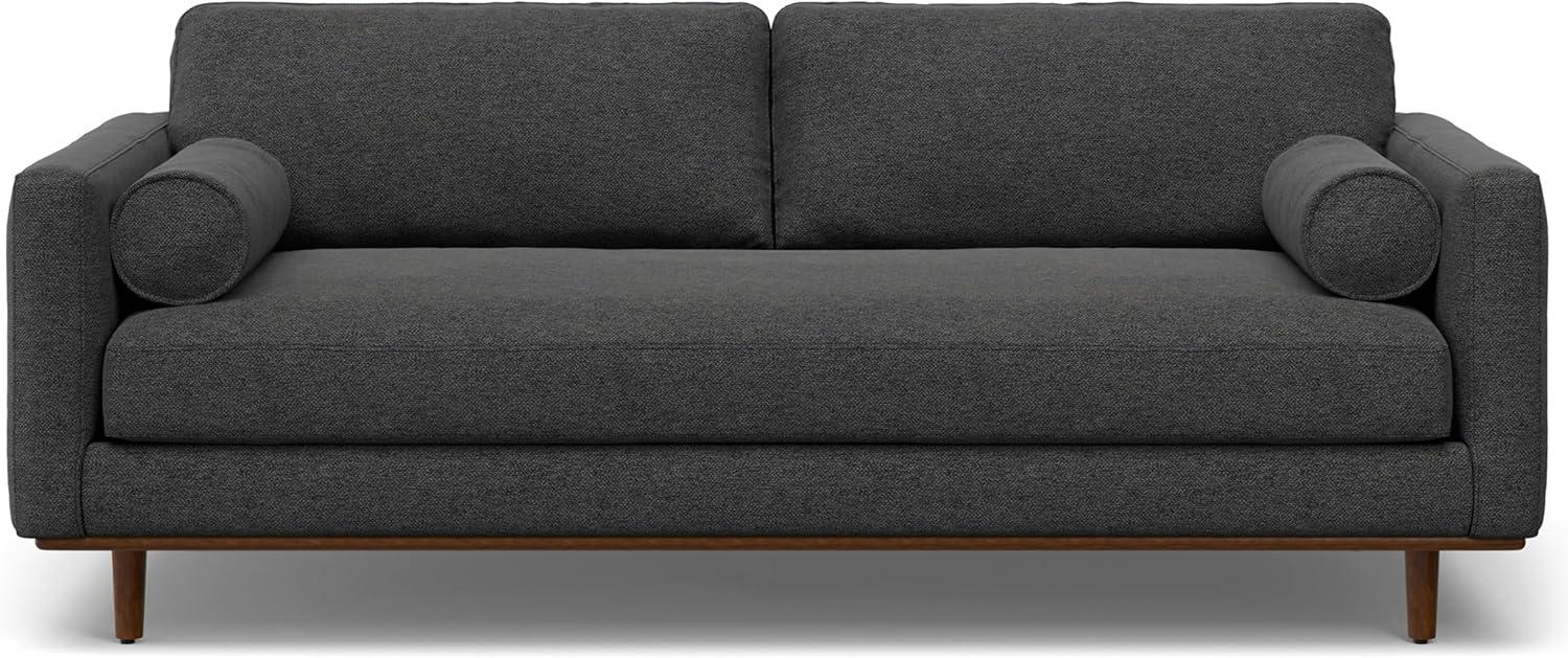 Simpli Home Morrison Mid-Century Modern Couch for Living Room, Eco-Friendly Woven-Blend Fabric with Removable Cushions
