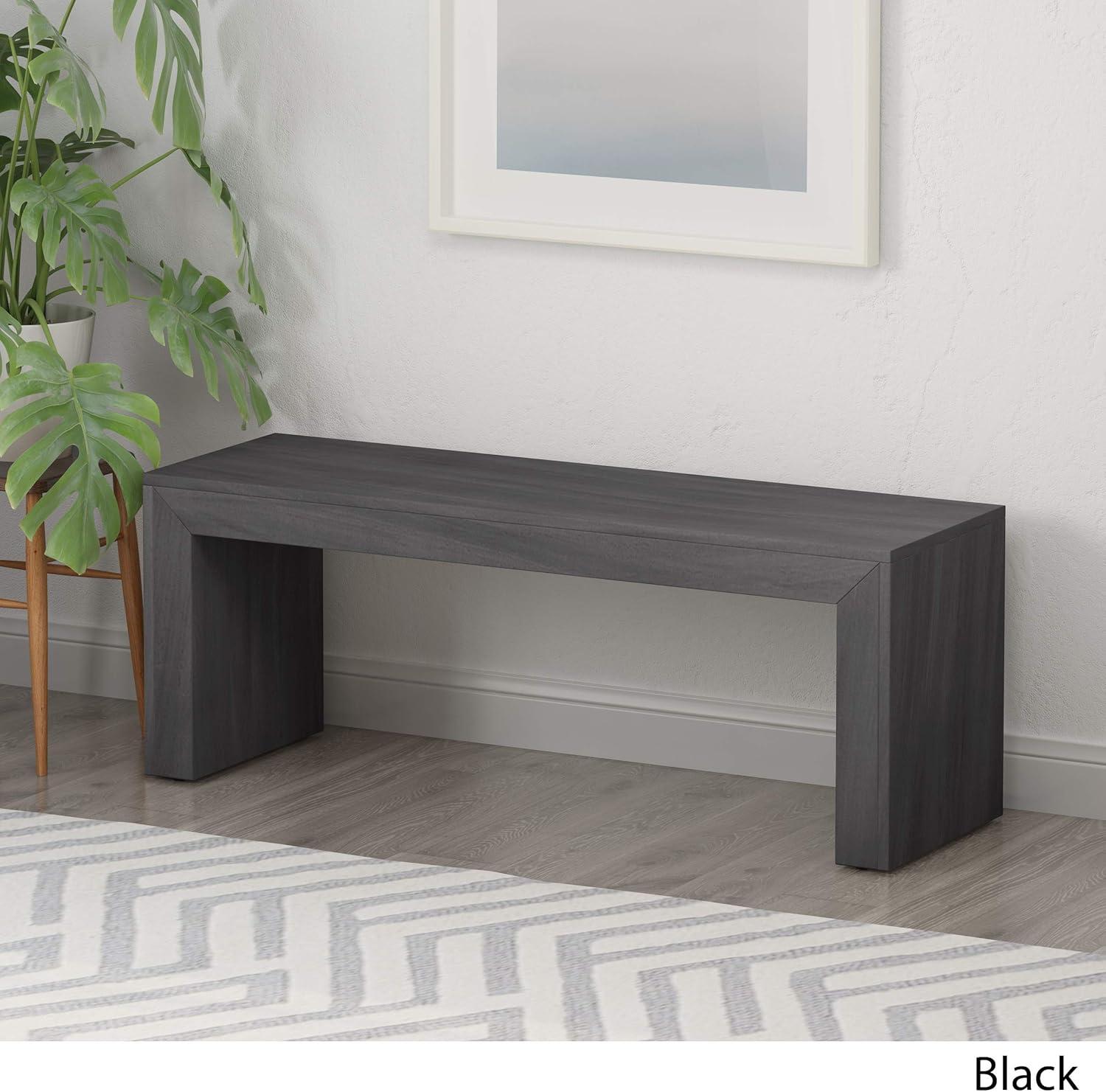 Black Acacia Wood 48" Farmhouse Dining Bench