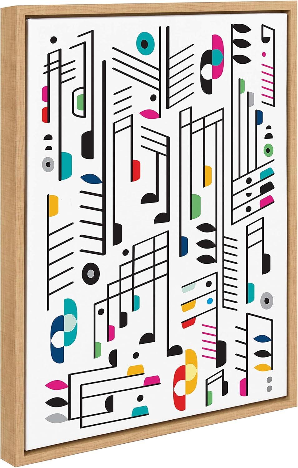 18" x 24" Sylvie Music Notes Framed Canvas Wall Art by Rachel Lee Natural - Kate and Laurel