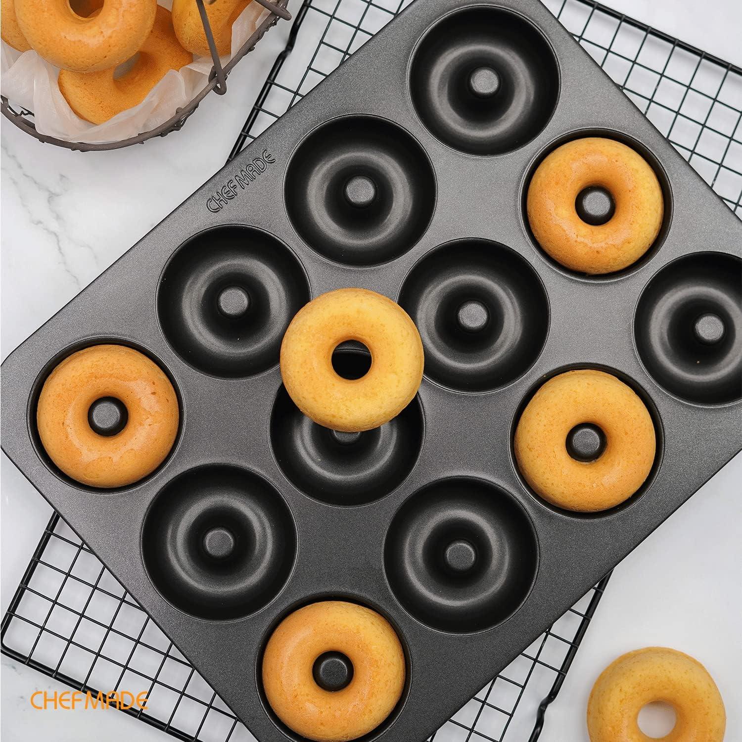CHEFMADE CHEFMADE 12 Cavity Donut Pan Ring Doughnut Baking Pan