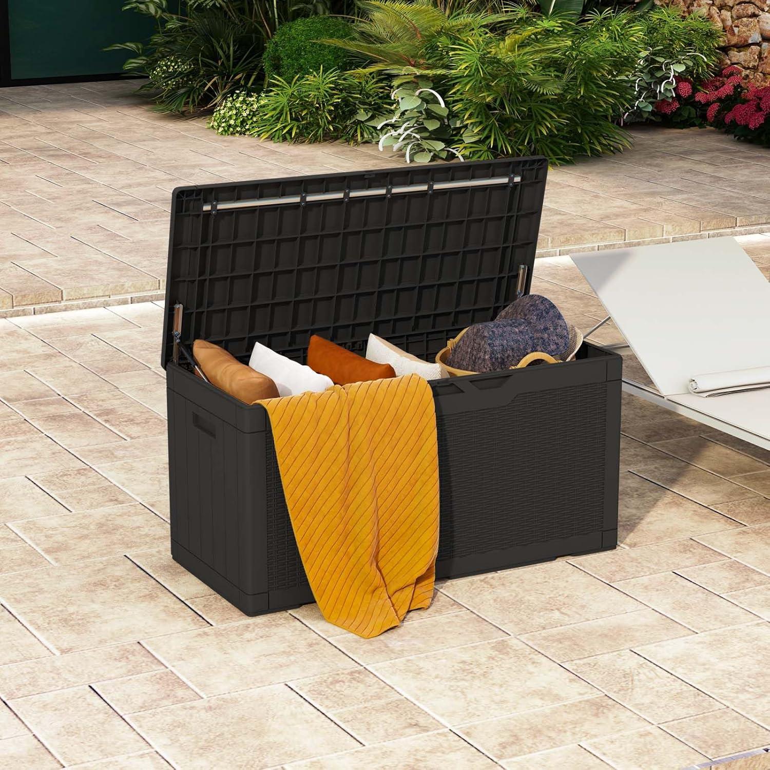 Patiowell 100 Gallons Water Resistant Resin Lockable Deck Box