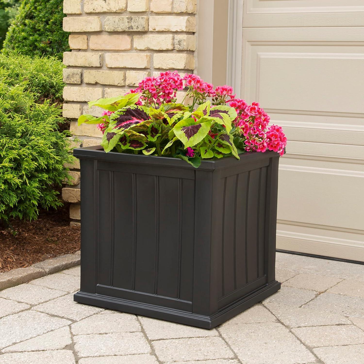 Mayne Cape Cod 36" x 11" x 10.8" Rectangle Graphite Grey Self-Watering Polyethylene Window Box Planter