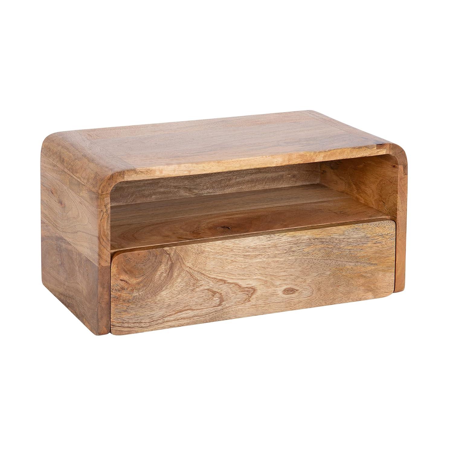 Kate and Laurel Kato Rectangle Wood Floating Side Table, 18x10x9, Natural