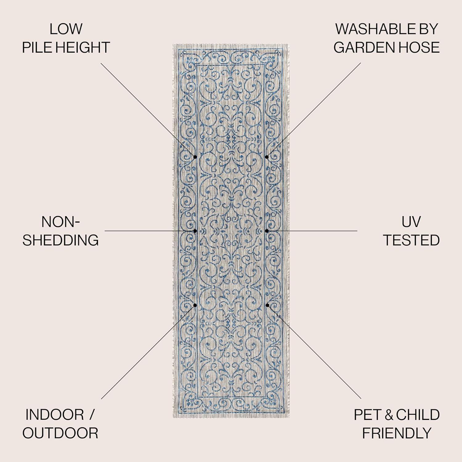 Charleston Vintage Filigree Textured Weave Indoor/Outdoor Area Rug  - JONATHAN Y