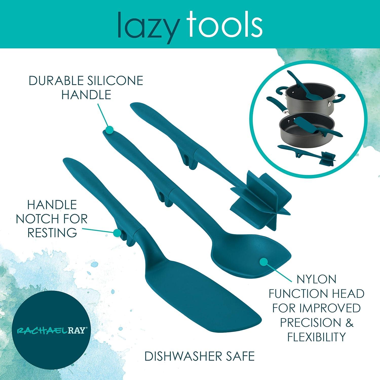 Rachael Ray Tools and Gadgets Lazy Crush & Chop, Flexi Turner, and Scraping Spoon Set, 3-Piece