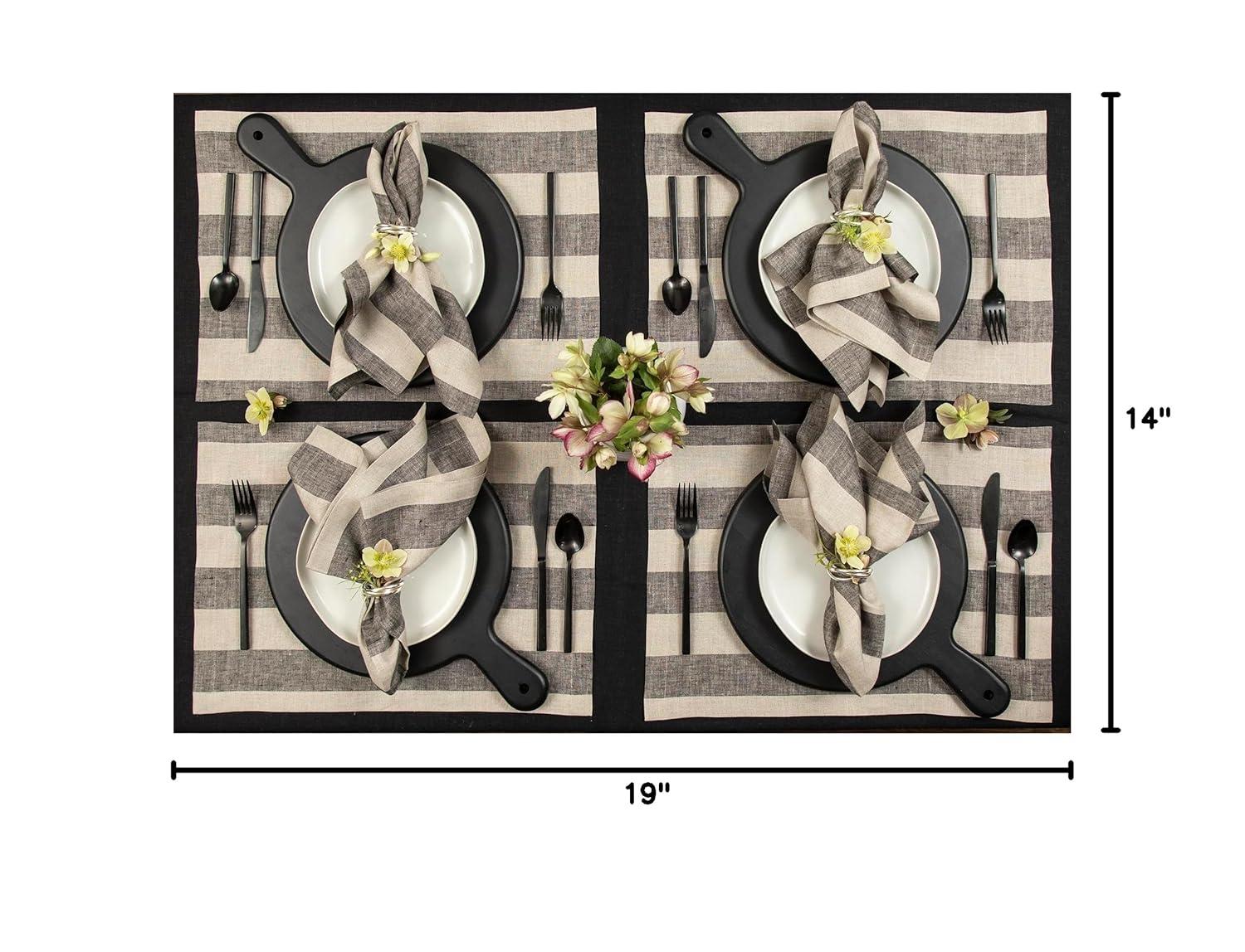 Solino Home Cabana Stripe - 100% Pure Linen Placemats (Set of 4)