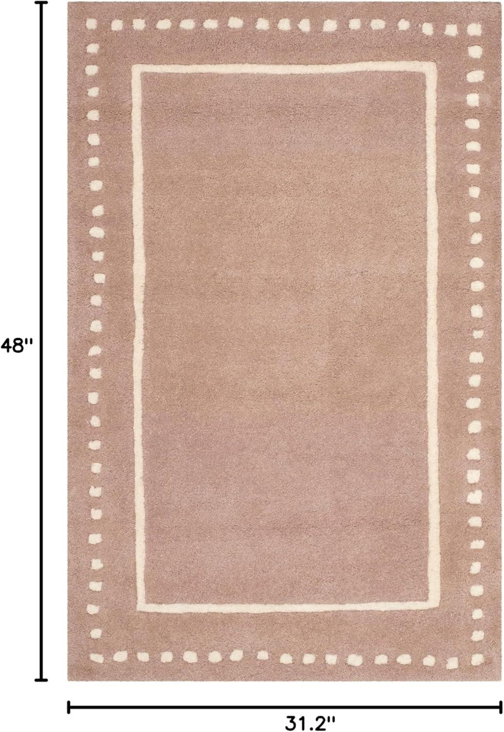 Beige and Ivory Hand-Tufted Wool Area Rug 2'6" x 4'