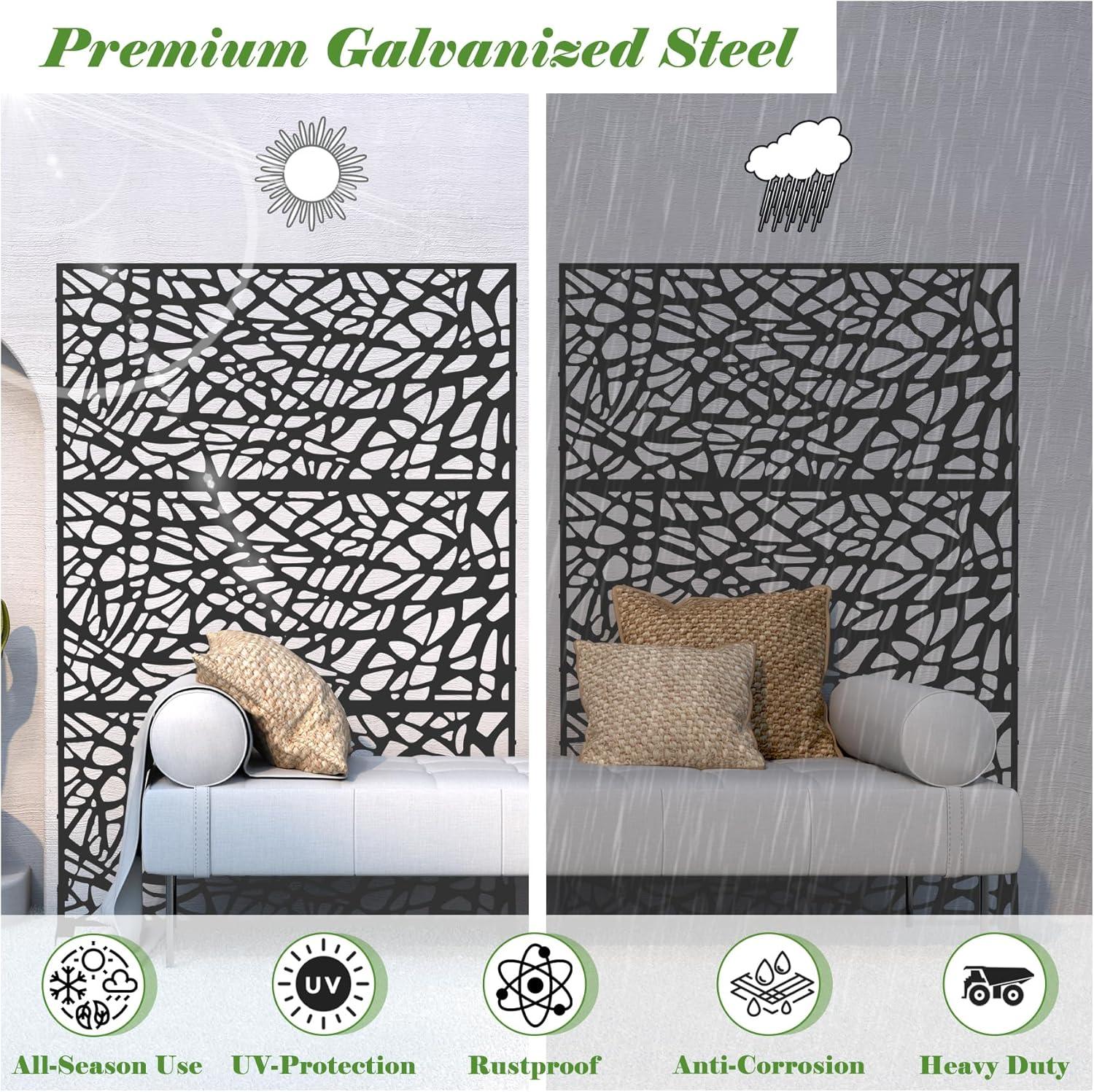 Domi Outdoor Living Privacy Screen, Freestanding, Modern, Black, Plastic Mesh, Galvanized Steel Frame