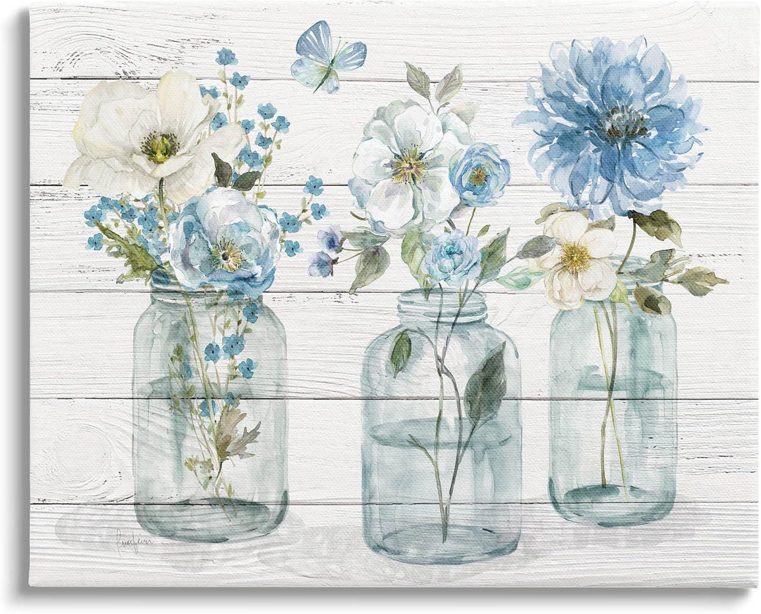 Stupell Industries " Blue Country Jar Bouquets " by Livi Finn