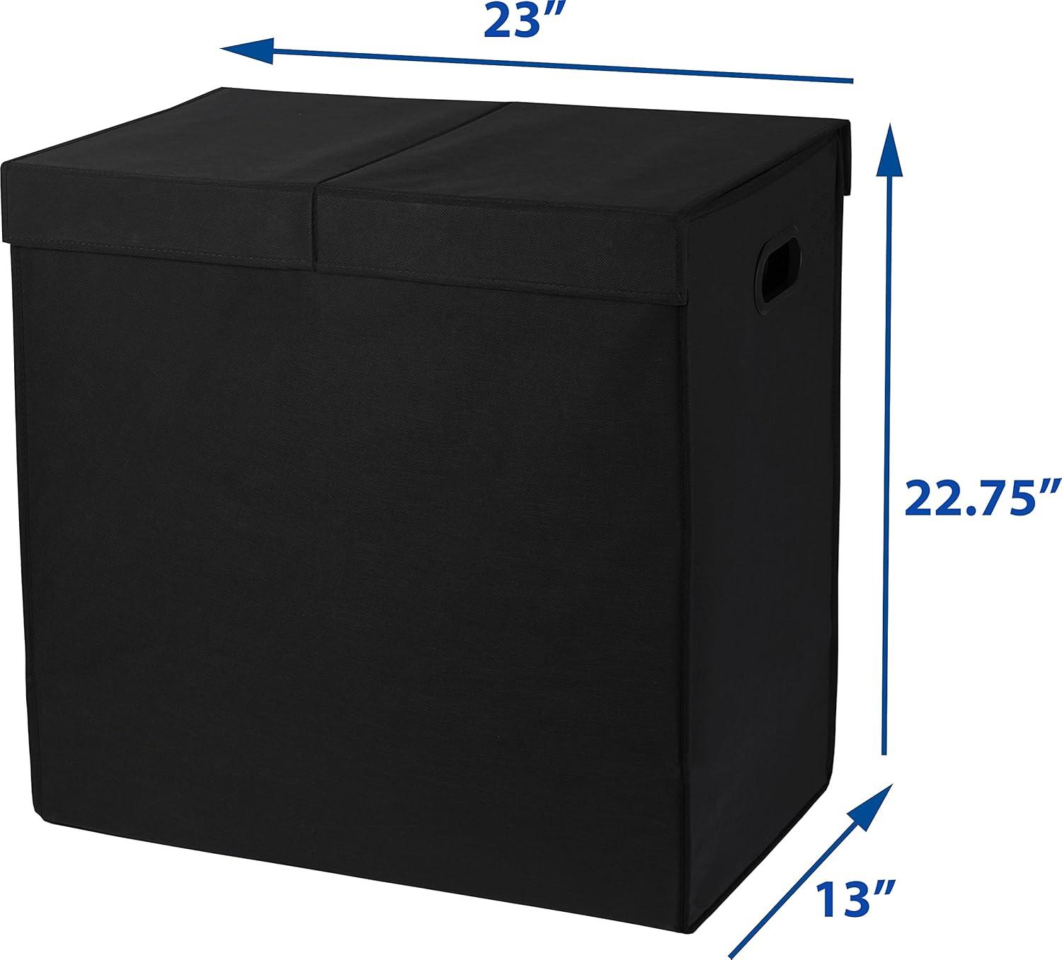 Black Collapsible Double Laundry Hamper with Lid and Bags