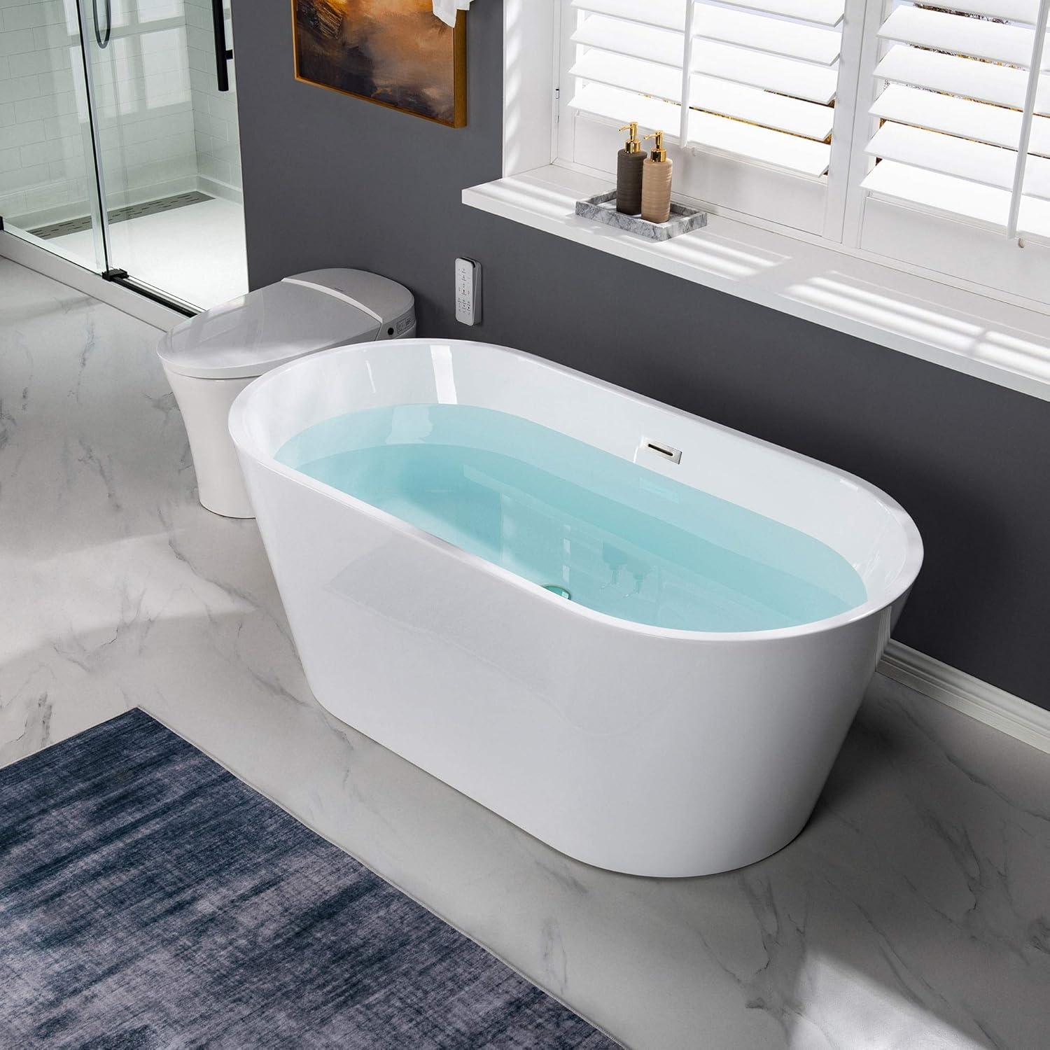 59'' Freestanding Soaking Acrylic Bathtub