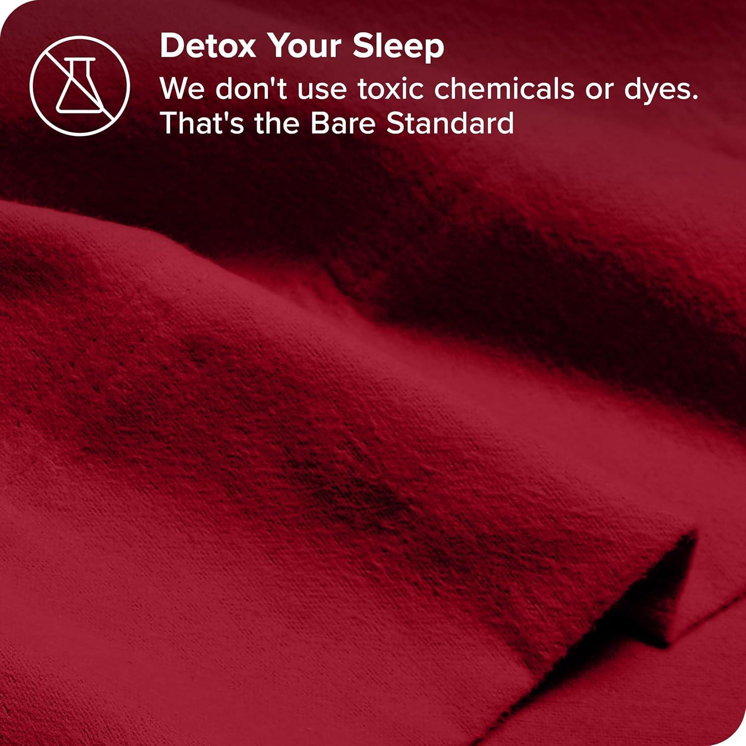Red Organic Flannel Twin XL Sheet Set by Bare Home