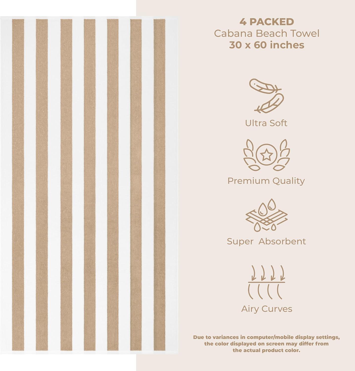 American Soft Linen Beach Towel, 100% Cotton Cabana Striped Beach Towel, 30 in by 60 in Soft Absorbent Beach Pool Towel
, Turquoise Blue