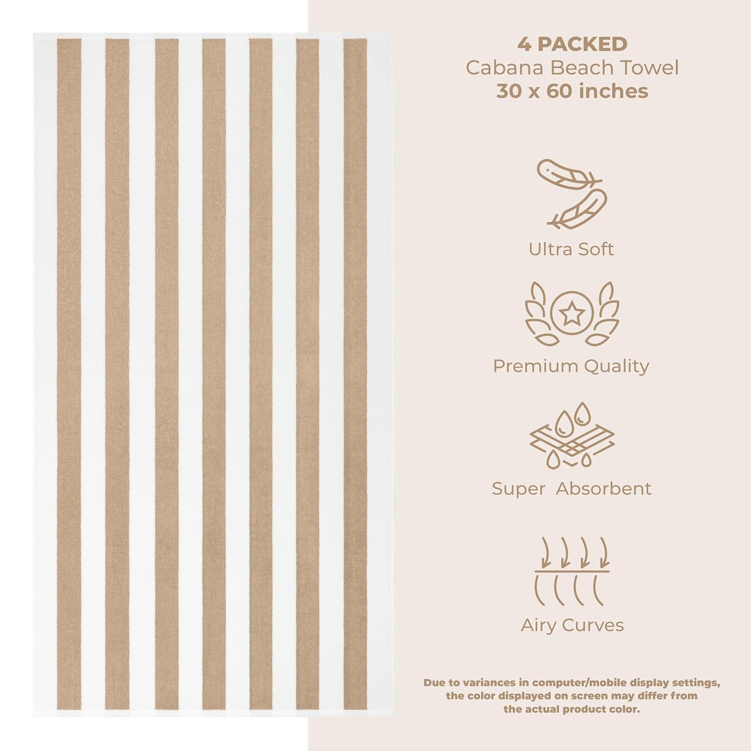 American Soft Linen Beach Towel, 100% Cotton Cabana Striped Beach Towel, 30 in by 60 in Soft Absorbent Beach Pool Towel
, Turquoise Blue