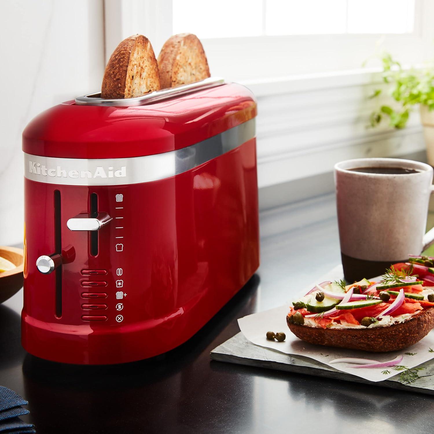 Empire Red Stainless Steel 2-Slice Long Slot Toaster