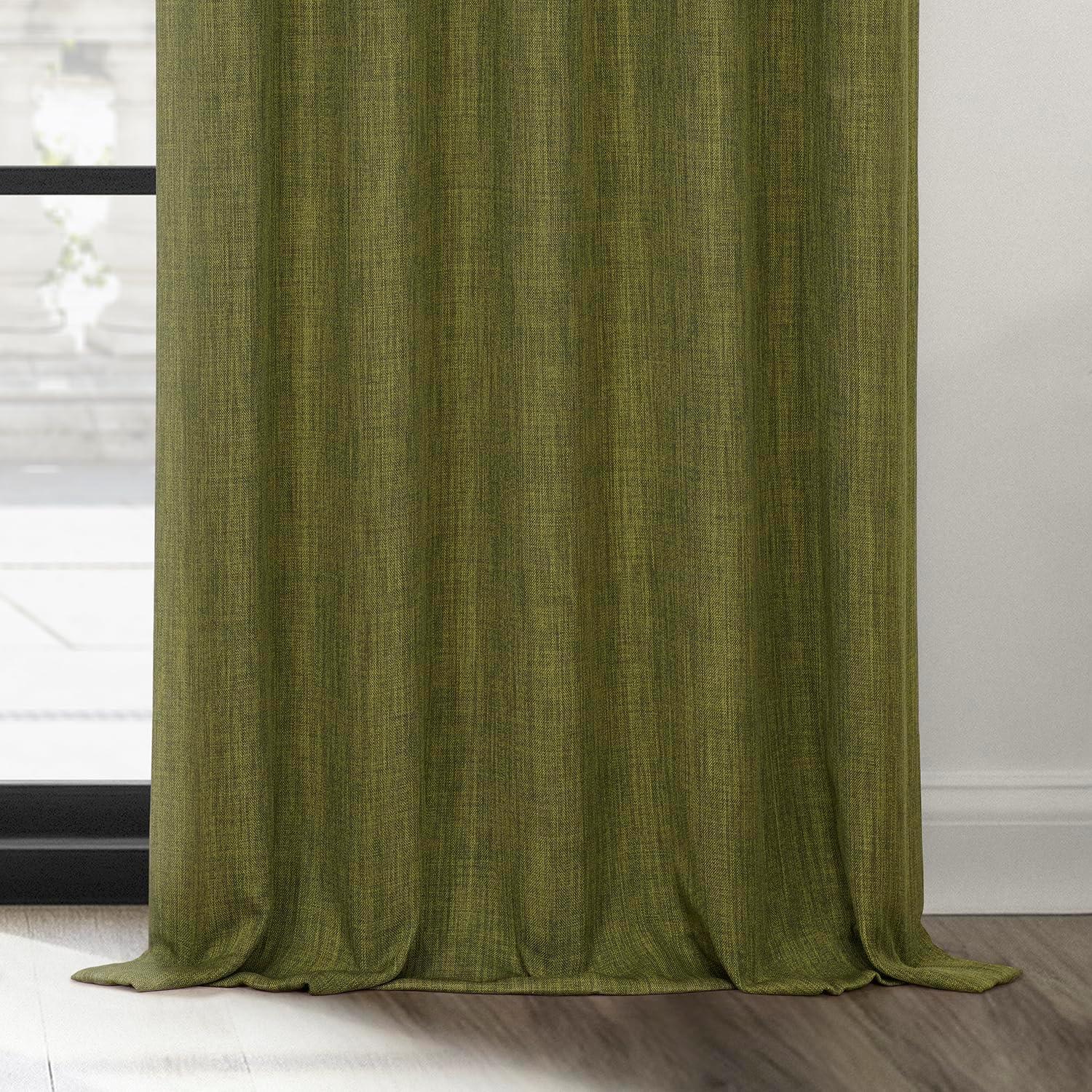 HPD Half Price Drapes Grommet Linen Curtains 84 Inches Long Room Darkening Curtains for Bedroom & Living Room (1 Panel), 50W x 84L, Tuscany Green