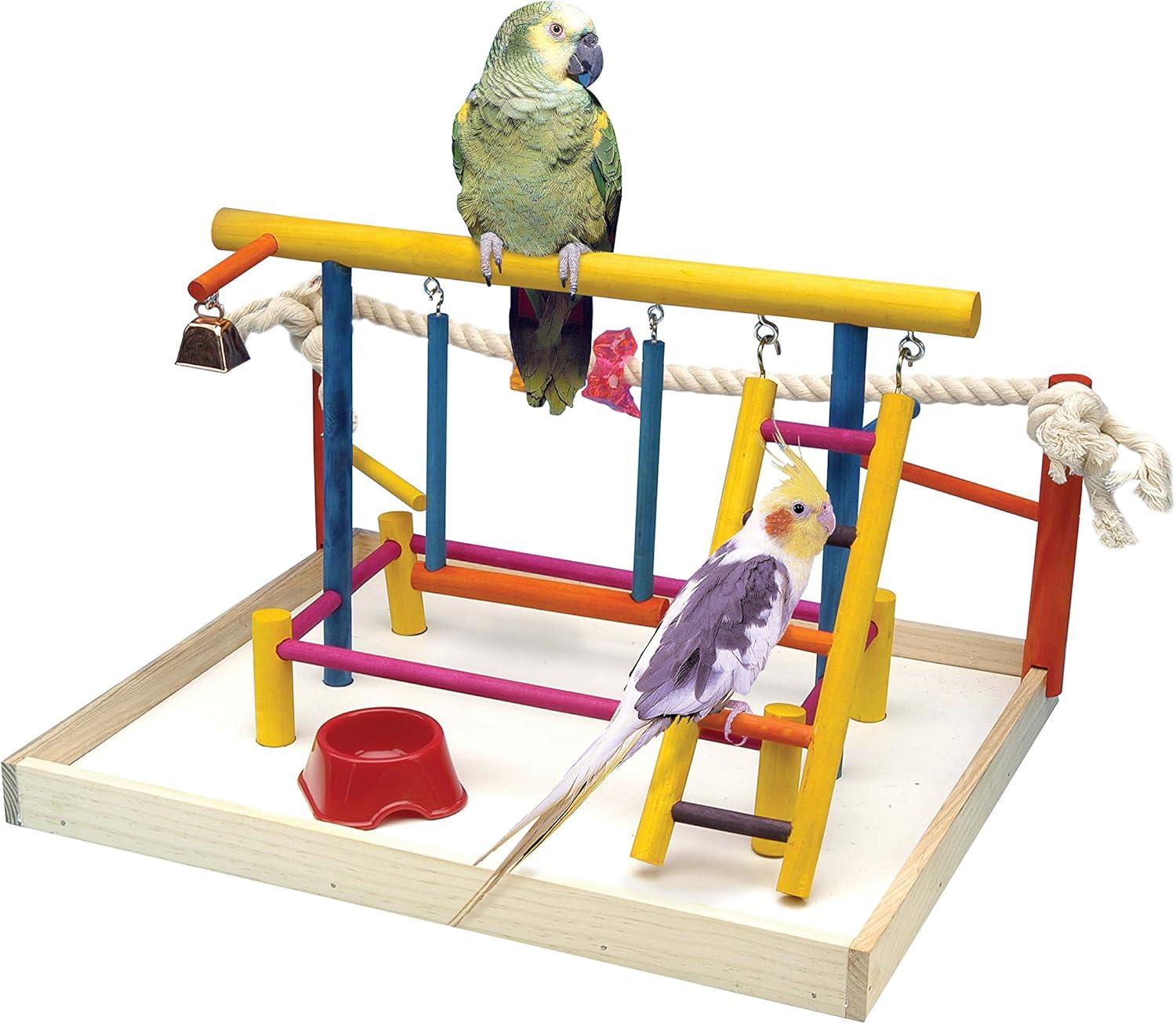 Penn-Plax Bird-Life Wood Playpen for Birds – Multi-Color – Extra-Large