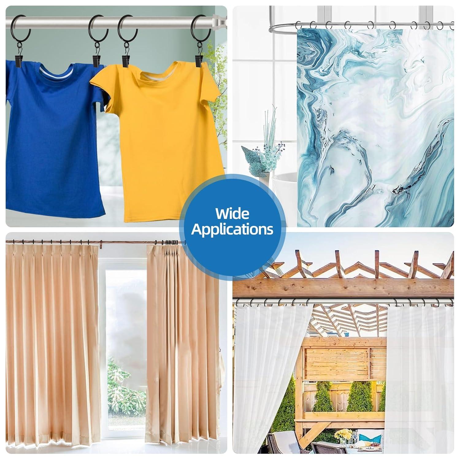 Innovire 42 Pack Curtain Rings with Eyelet 1.5" Inner Diameter,Metal Drapery Ring Fits up to 1.25" Drapery Rod,Glide Smoothly Curtain Rod Rings,Strong Vintage Decorative Rustproof Curtain Ho