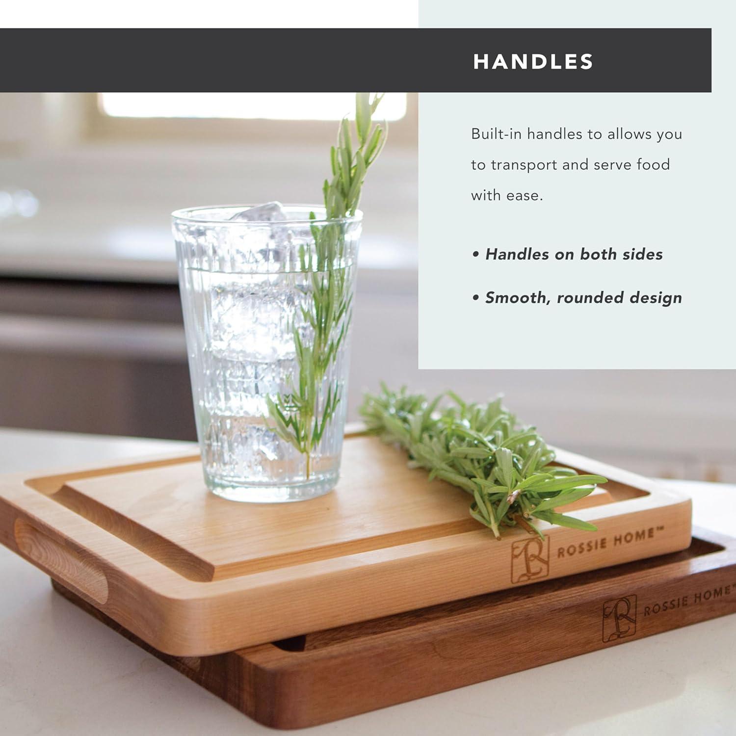 Rossie Home Black Walnut Reversible Cutting Board with Juice Grooves, 14" x 11" x 1"