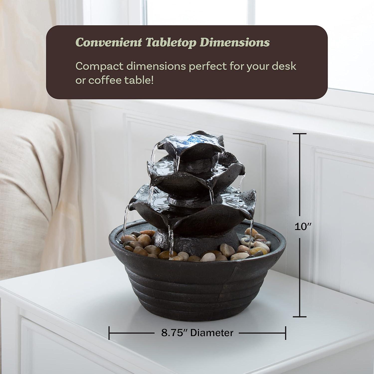 Pure Garden Indoor Three Tier Soothing Tabletop Fountain With LED Lights