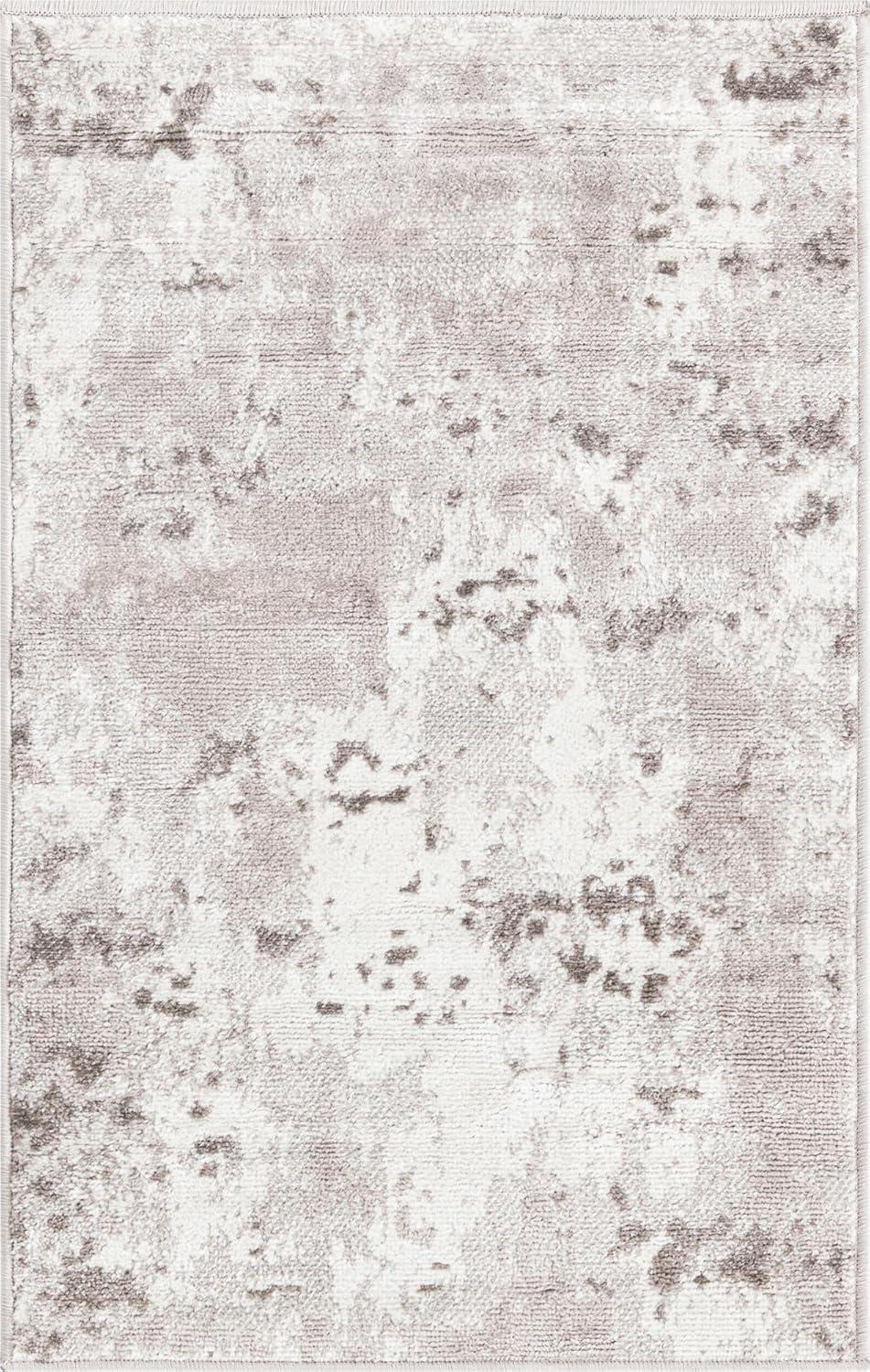 Stone Gray Rectangular Stain-Resistant Synthetic Area Rug