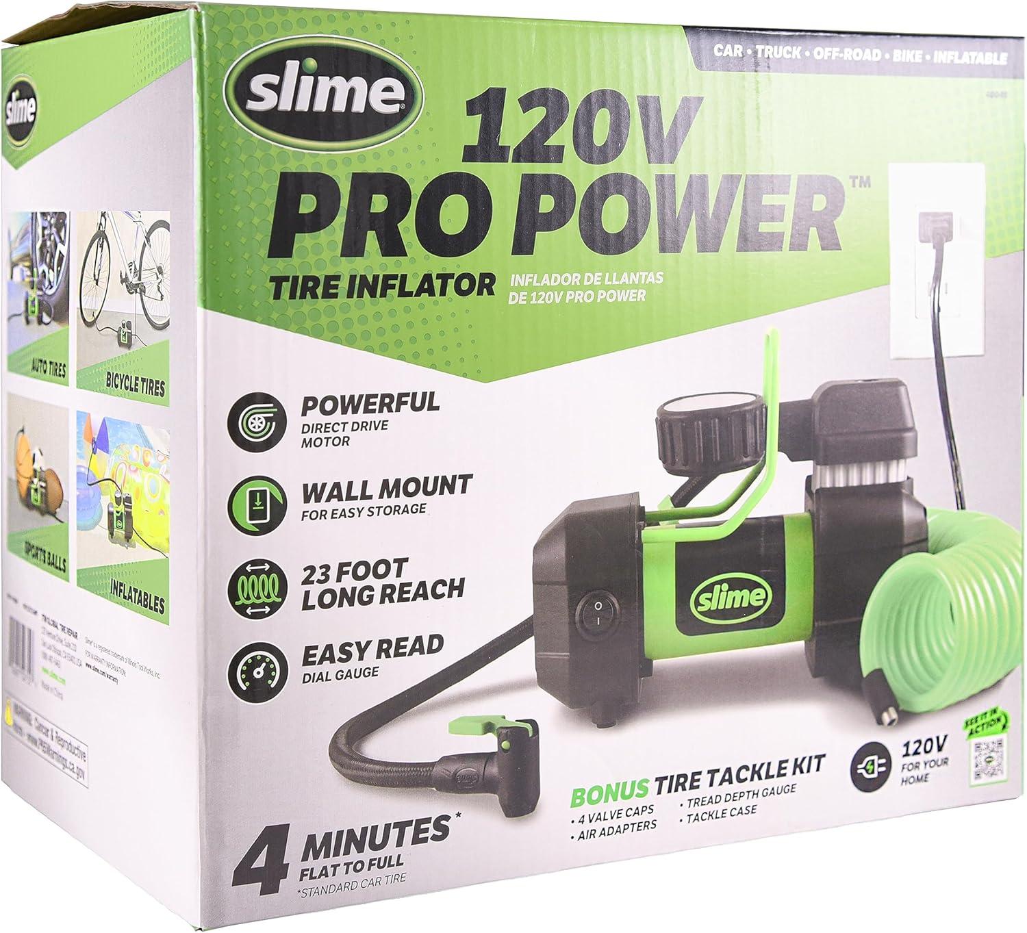 Slime 120V Electric Garage Tire Inflator with Long Hose