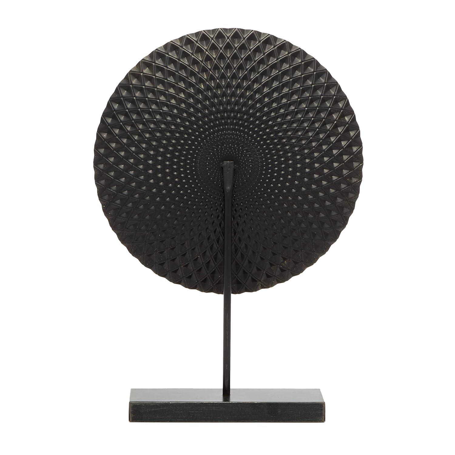 Dakota Fields Diahna Metal Geometric Decorative Gray Sculpture with Black Base