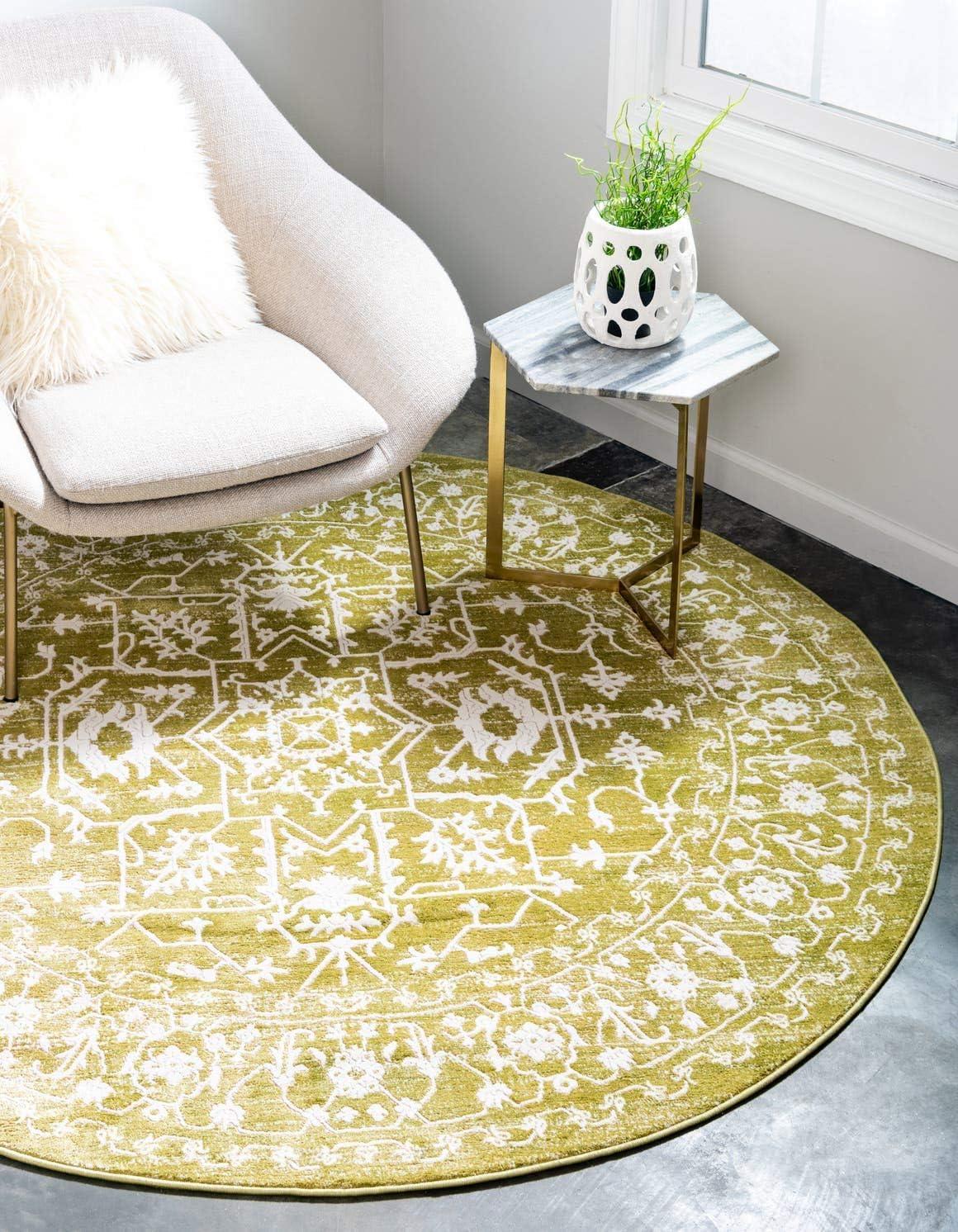 Unique Loom New Classical Collection Area Rug - Olympia (8'  Round Light Green/Ivory)