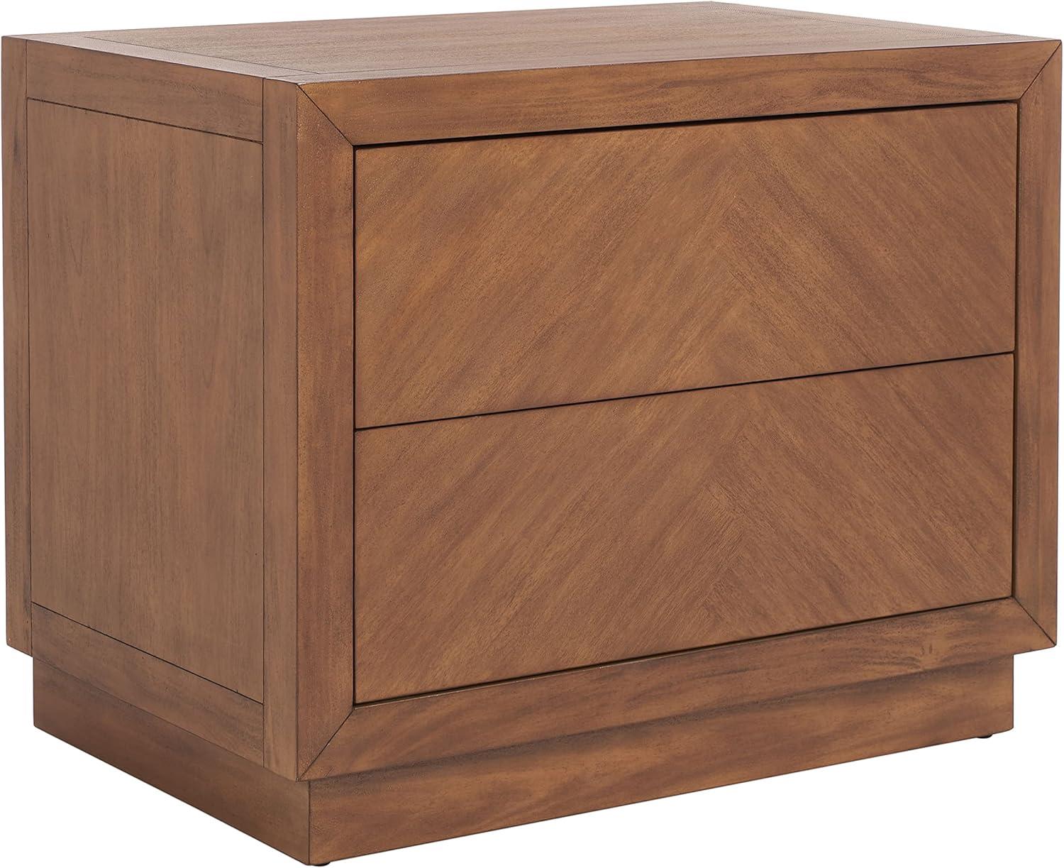 Steve 2-Drawer Brown Mahogany Wood Nightstand