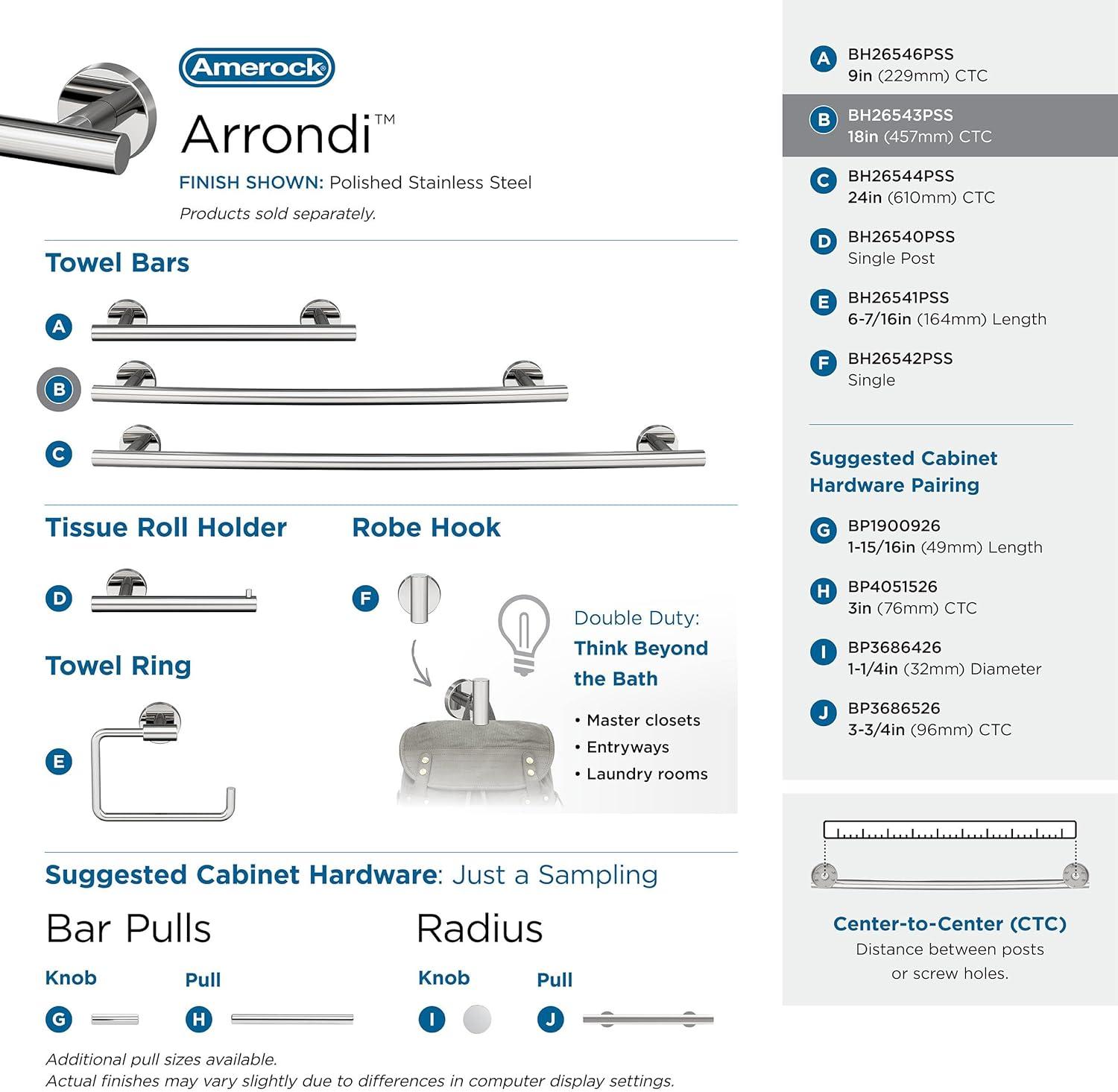 Amerock Arrondi Wall Mounted Towel Bar